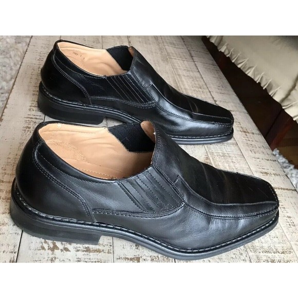 Men\'s STRUCTURE Black Leather Shoes Size 11 Casual Dressy Slip On Loafers Italy main image 5